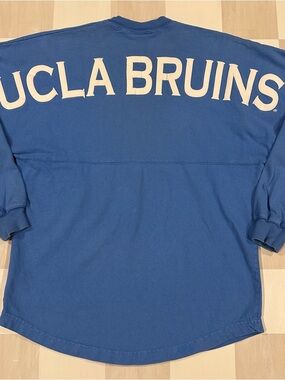 ucla bruins spirit jersey blue white graphic text long sleeve tee xs bruin bear